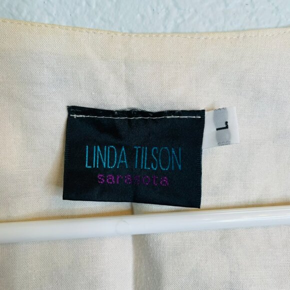 Linda Tilson Vintage Beachy Cottagecore Seashell Button Cotton Vest | Large - Picture 3 of 6